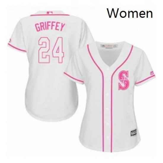 Womens Majestic Seattle Mariners 24 Ken Griffey Replica White Fashion Cool Base MLB Jersey